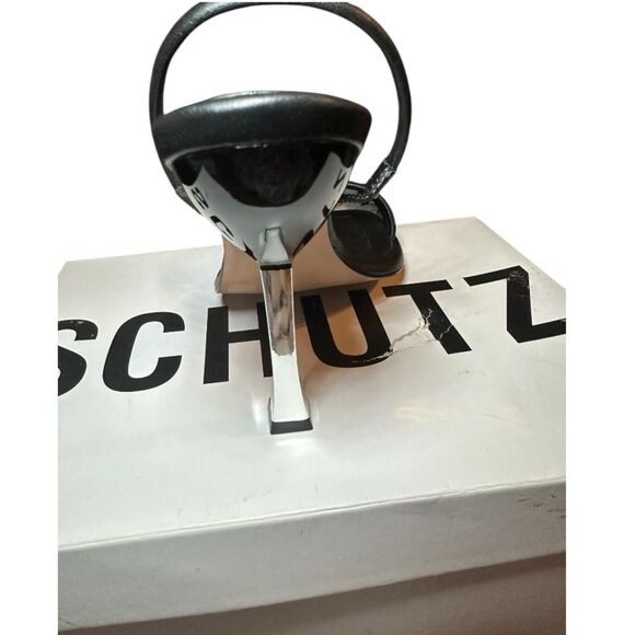 SCHUTZ Agatha Square Toe Flare Slip on High Heeled Sandal Women's size 10. - Picture 5 of 10